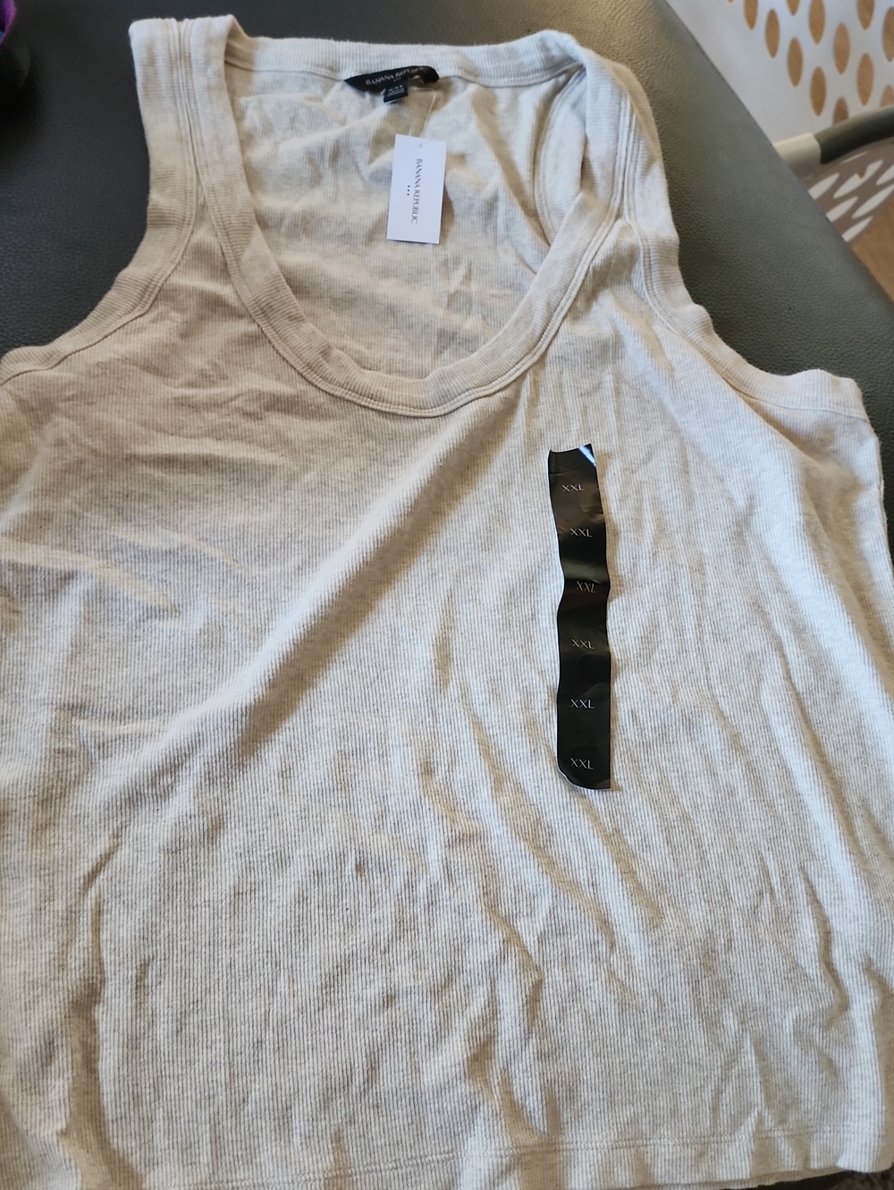 Banana Republic Cream Ribbed Scoop Neck Tank